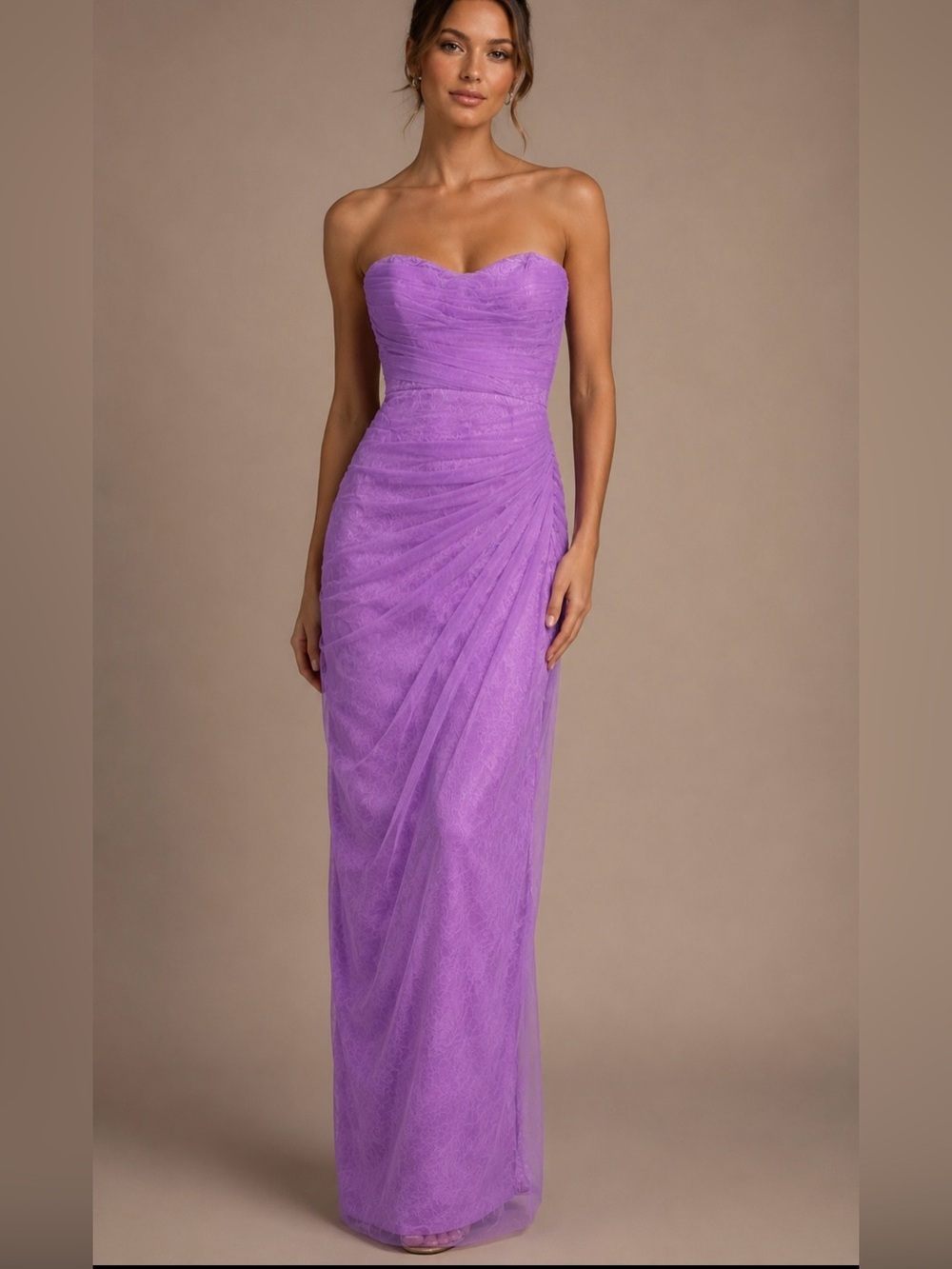 Theia Strapless Lavender Gown